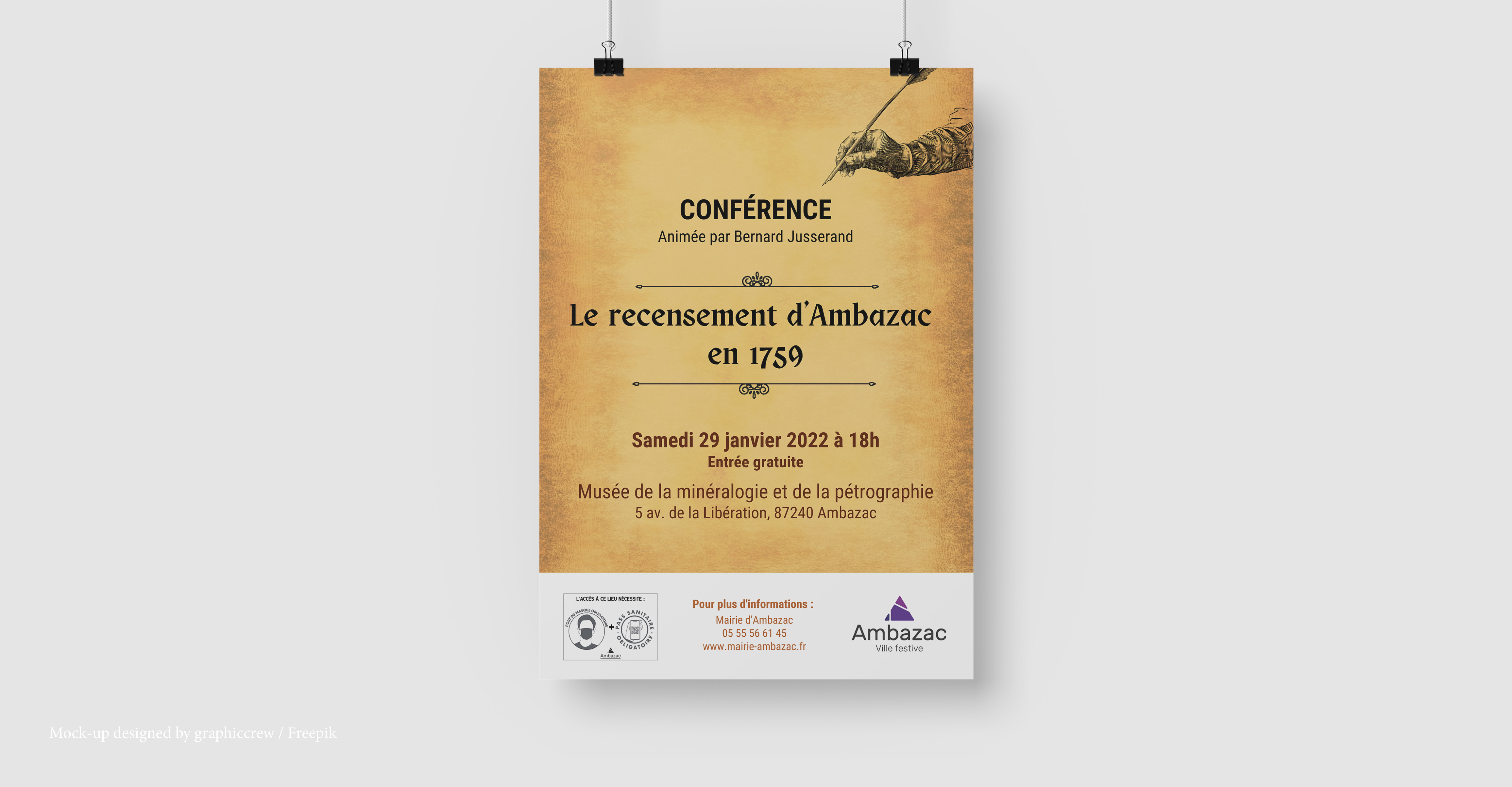 Affiche pour une conférence sur le recensement d'Ambazac - Communication Ambazac